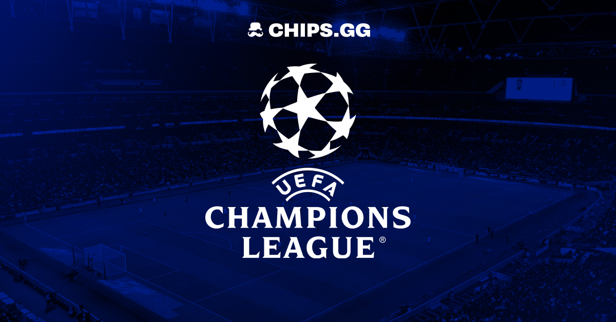 UEFA Champions League match with CHIPS.GG branding.