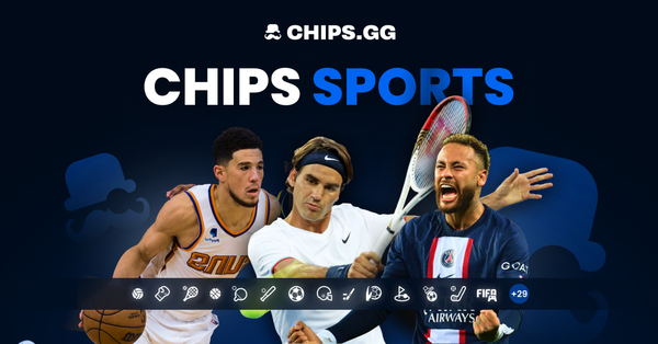 CHIPS.GG with icons for basketball, tennis, soccer, and the site's logo.