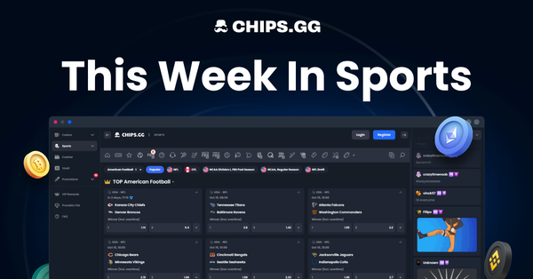 Website homepage of CHIPS.GG featuring sports betting options and chat.