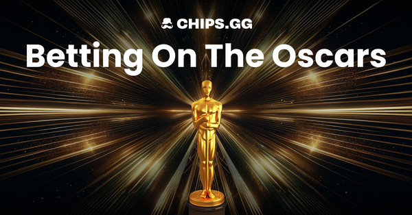 Betting on the Oscars banner with a golden Oscar statuette and Chips.gg logo.