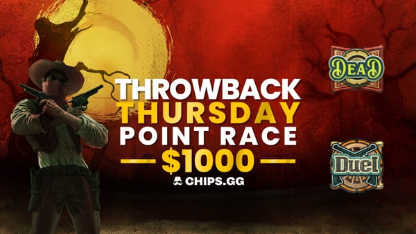 A cowboy ready to duel on a Throwback Thursday Point Race promo for Chips.gg.